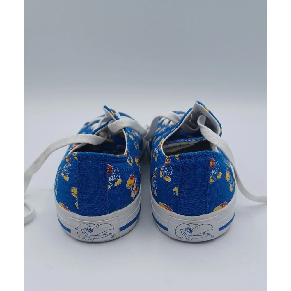 Unisex Row One NCAA Kansas Jayhawks All Over‎ Logo Low Top Lace Up Shoes W6 M4.5